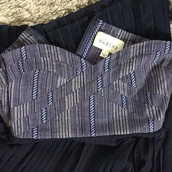 Sabine Anthropologie Blue Pleated Strapless Maxi Dress - Picture 7 of 8